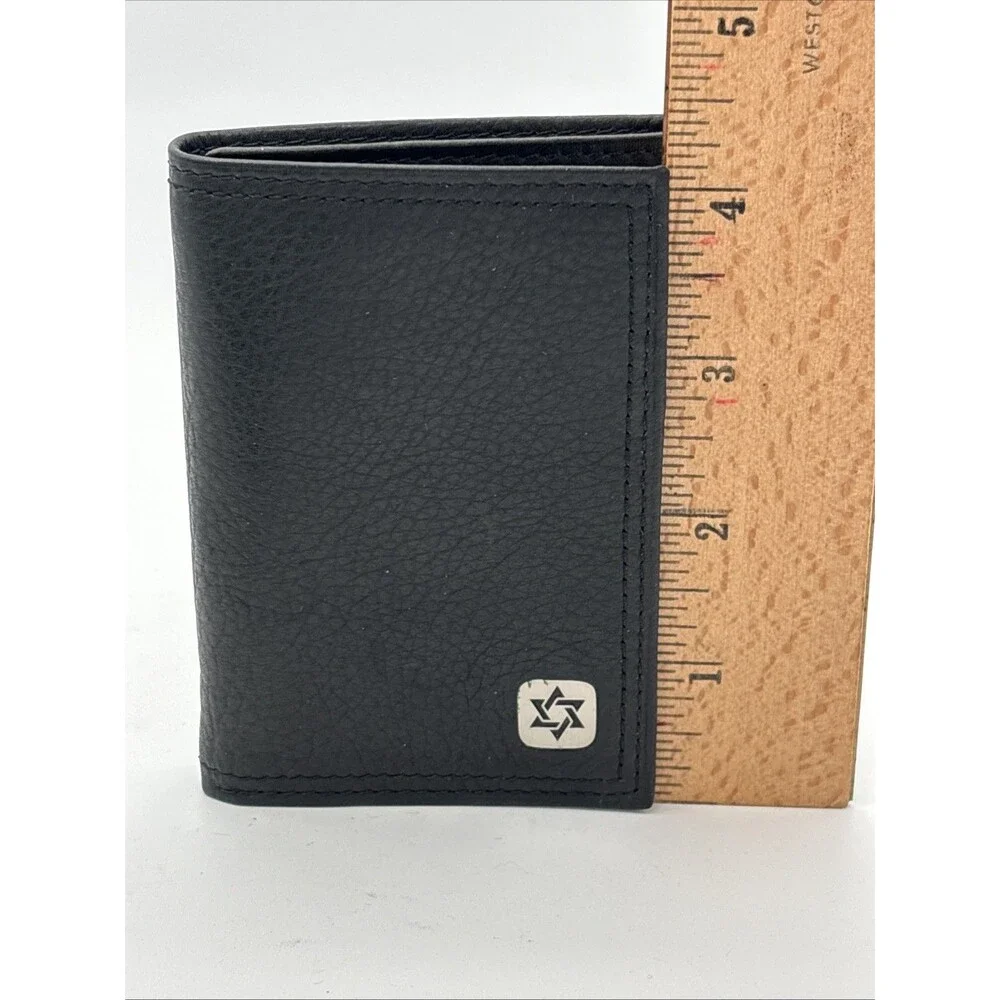 Vintage Rolf’s Men’s Black Leather Trifold Wallet Star Of David Original Box EUC